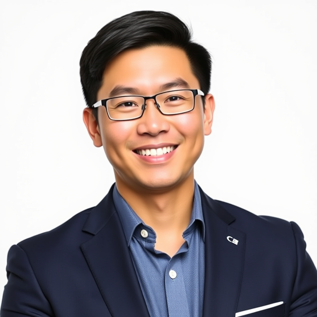 Michael Chen Professional Headshot - Digital Banking Specialist at BMO wearing a navy business suit with a warm, professional smile, photographed against a clean white background
